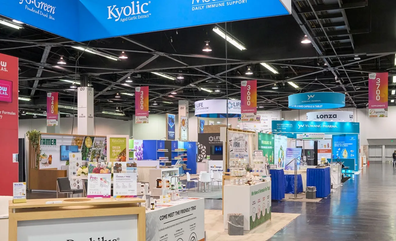 Completed show floor with larger island and custom exhibit footprints